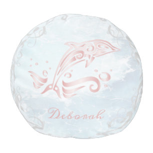 Pink Dolphin Round Pouf
