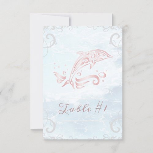 Pink Dolphin Wedding Table Card