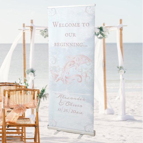 Pink Dolphin Wedding Welcome Banner