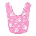 Pink Dolphins Cartoon Hearts Baby Bib Pink Dolphins Cartoon Hearts Baby Bib
