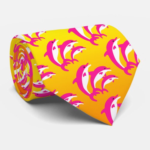 Pink Dolphins Dancing in the Tropical Sun Tie