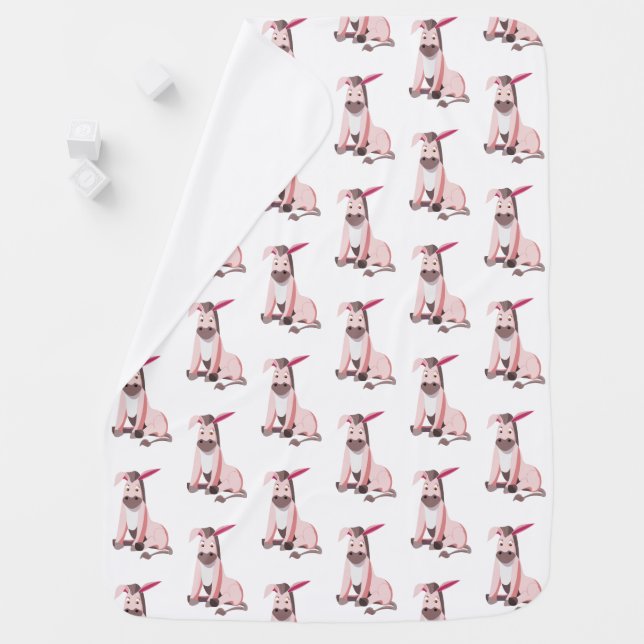 Pink Donkey Baby Blanket (In Situ)