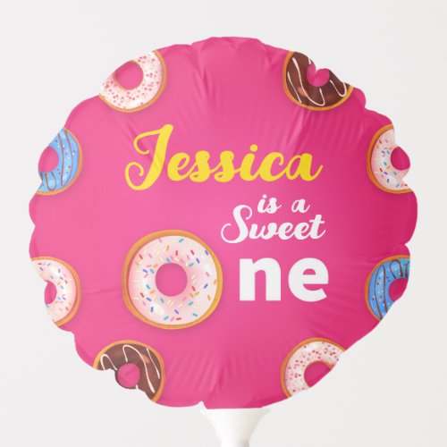 Pink Donut 1st Birthday Party Balloon