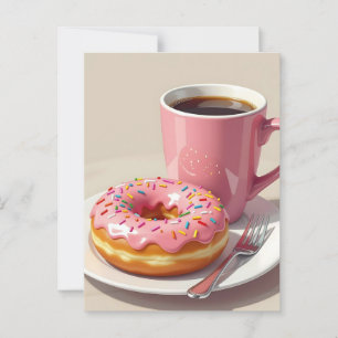 Pink Donut and Coffee Keeping in Touch Postcard