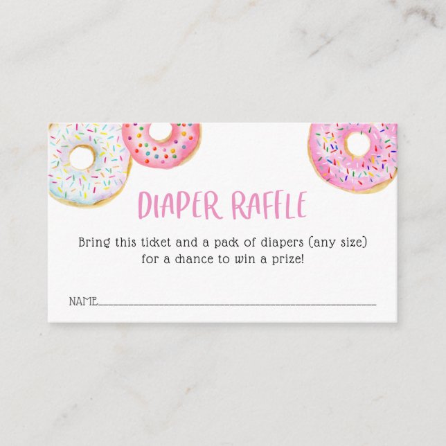 Pink Donut Baby Diaper Raffle Ticket Enclosure Card (Front)