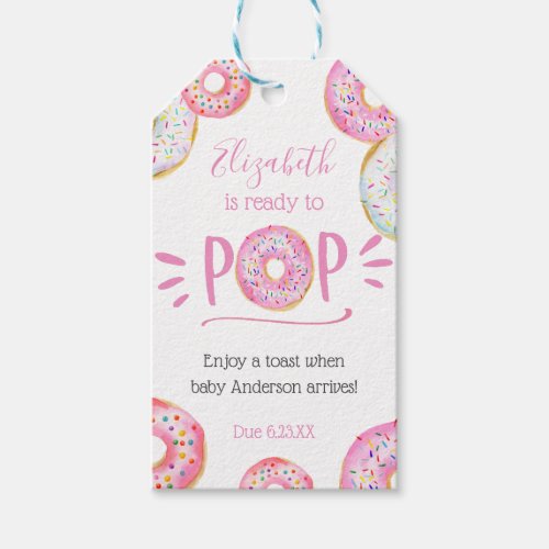 Pink Donut Baby Pop it When She Pops  Gift Tags