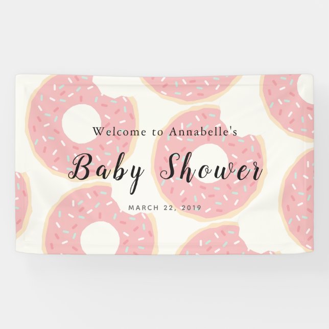 Pink Donut Baby Shower Banner (Horizontal)
