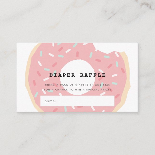 Pink Donut Baby Shower Diaper Raffle Ticket Enclosure Card (Front)