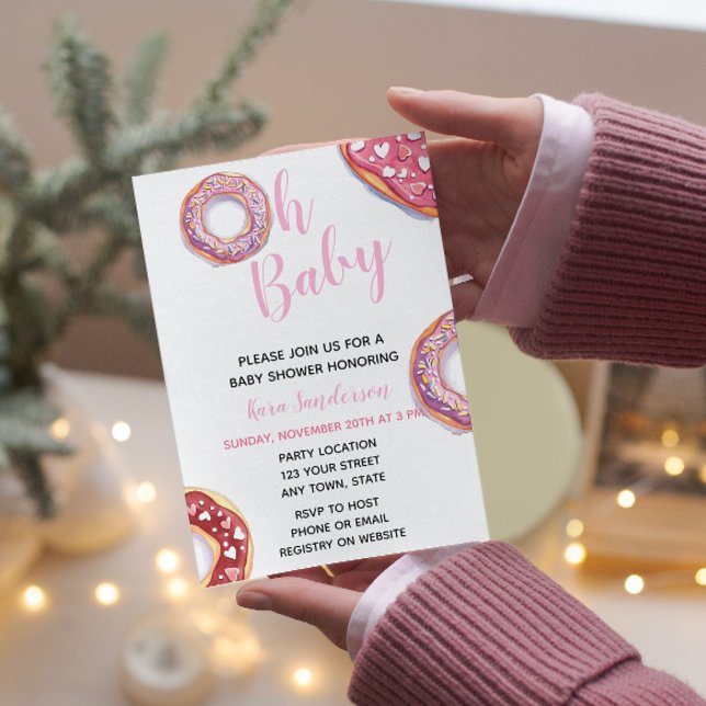 Pink Donut Baby Shower Invitation (Creator Uploaded)