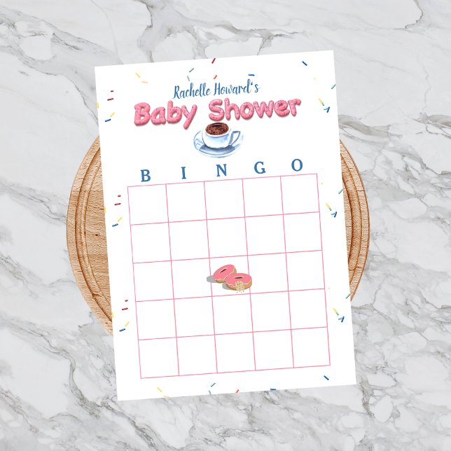 Pink Donut Baby Shower Sprinkles Bingo Game Notepad (Creator Uploaded)