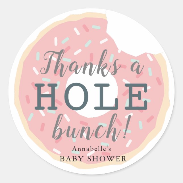 Pink Donut Baby Shower Thank You Sticker (Front)