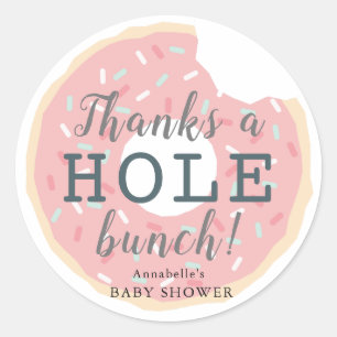 Pink Donut Baby Shower Thank You Sticker