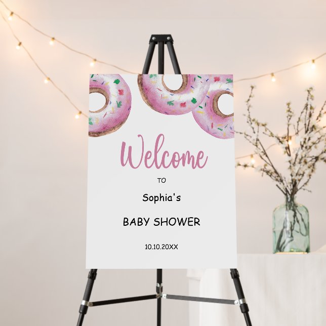 Pink Donut baby shower themed Foam Board (In Situ (Stand))