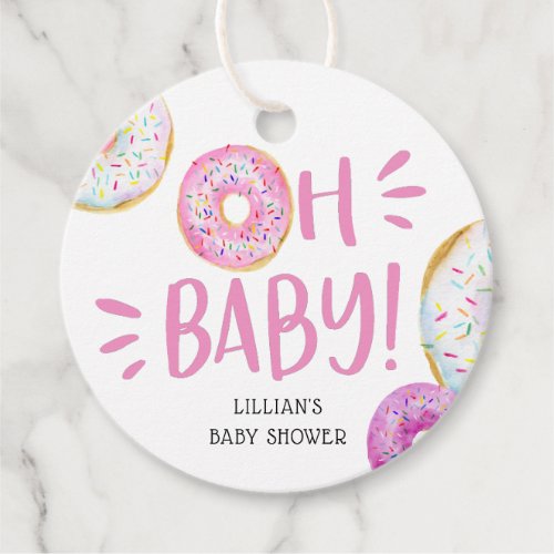 Pink Donut Baby Sprinkle Favor Tags