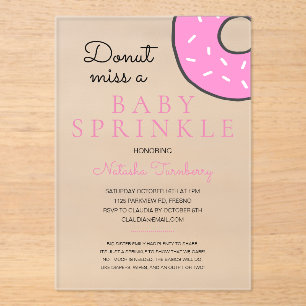 Pink Donut Baby Sprinkle Girl Baby Shower Acrylic Invitations