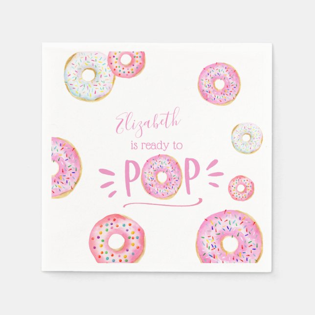 Pink Donut Baby Sprinkle Napkins (Front)