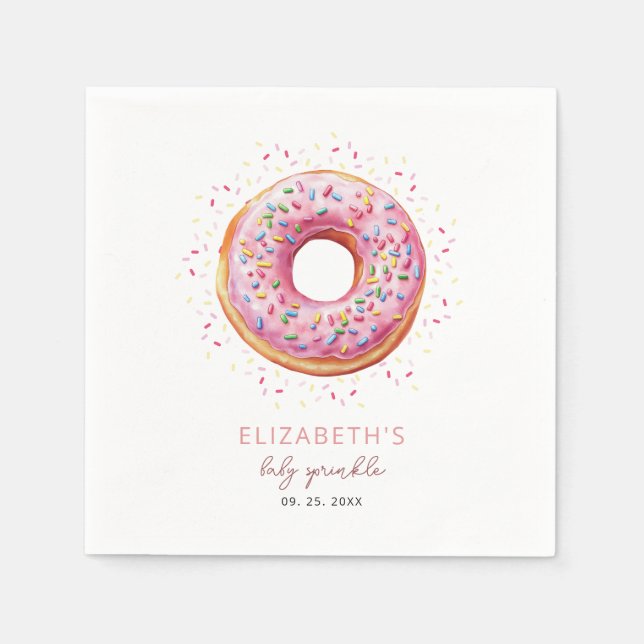 Pink Donut Baby Sprinkle Napkins (Front)