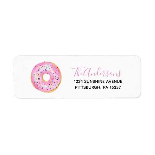 Pink Donut Baby Sprinkle Return Address Label