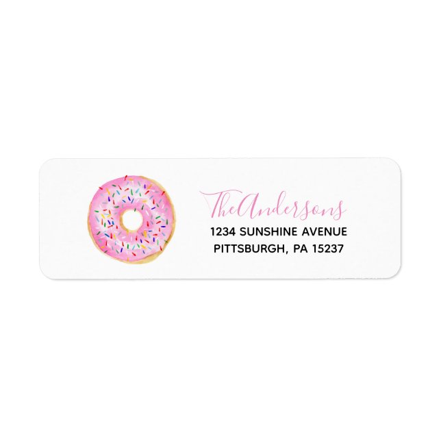 Pink Donut Baby Sprinkle Return Address Label (Front)