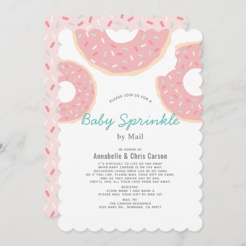 Pink Donut Baby Sprinkle Shower by Mail Invitation