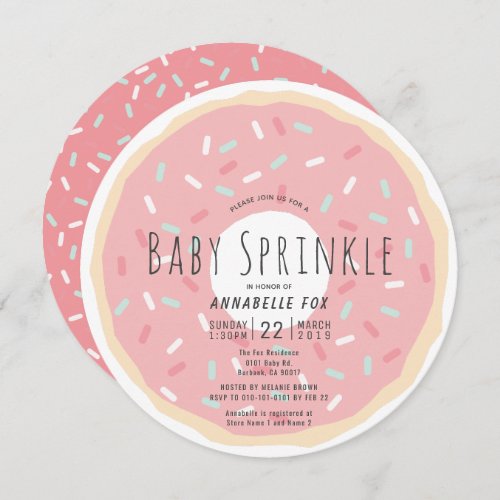 Pink Donut Baby Sprinkle Shower Circle Invitation