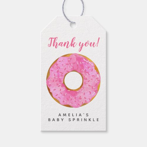 Pink Donut Baby Sprinkle Thank You Gift Tags