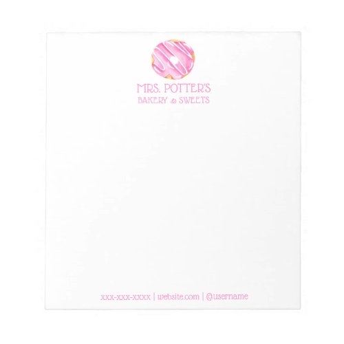 Pink Donut Bakery Dessert Personalized Notepad