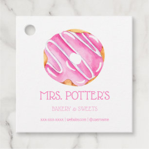 Pink Donut Bakery Dessert Small Business Favor Tags