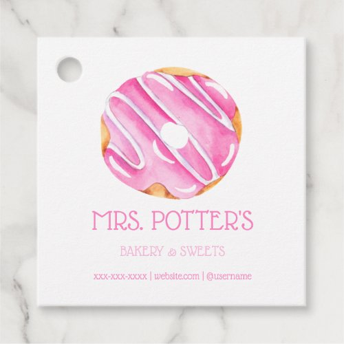 Pink Donut Bakery Dessert Small Business Favor Tags