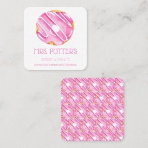 Pink Donut Bakery Dessert Small Business Square Business Card