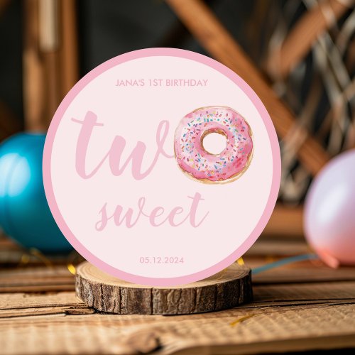  Pink Donut Birthday Classic Round Sticker