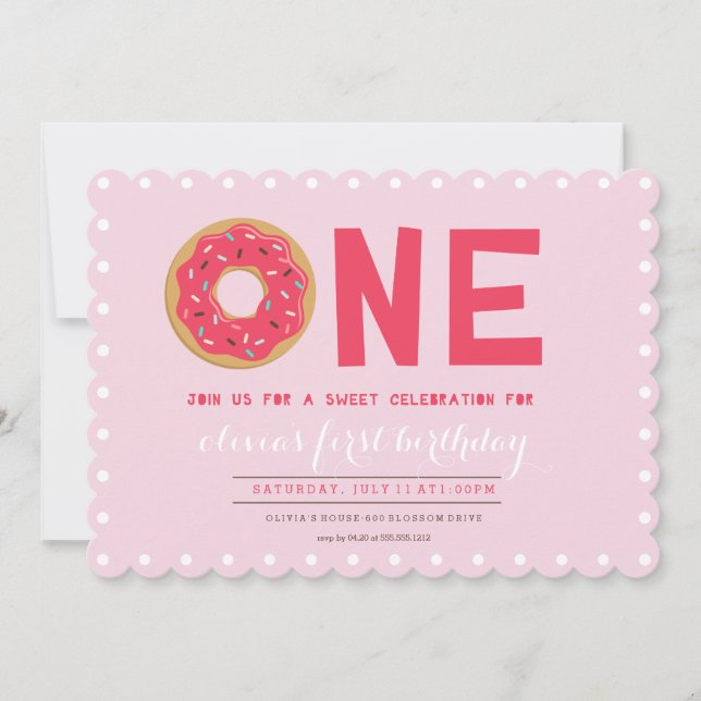 PINK DONUT BIRTHDAY INVITATION (Front)