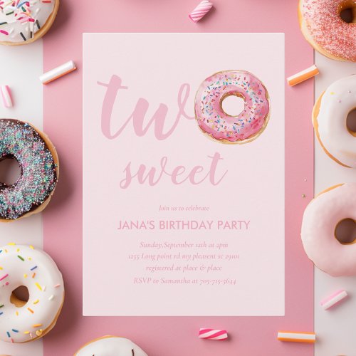  Pink Donut Birthday Invitation