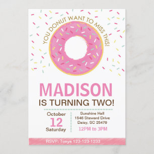 Pink Donut Birthday Invitation