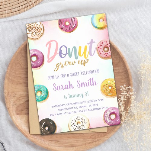 Pink Donut Birthday Invitations