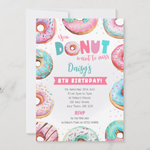 Pink Donut Birthday Invite You Donut Want To Miss
