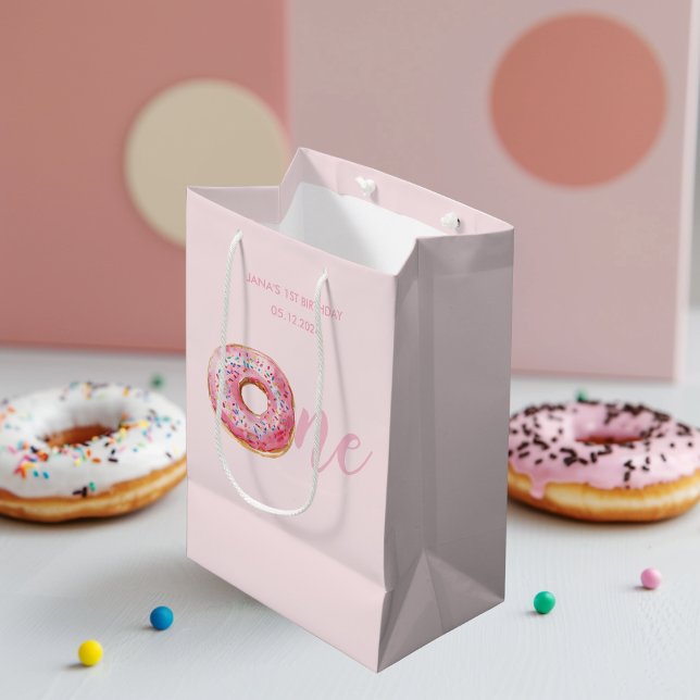  Pink Donut Birthday Medium Gift Bag (Creator Uploaded)