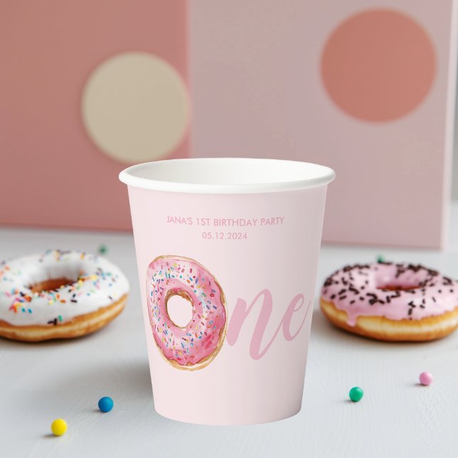  Pink Donut Birthday Paper Cups (Creator Uploaded)