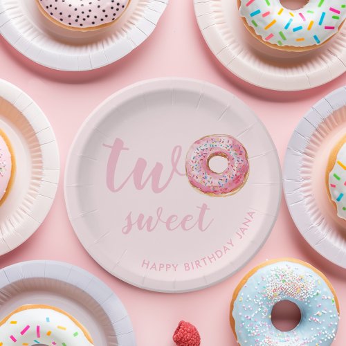  Pink Donut Birthday Paper Plates