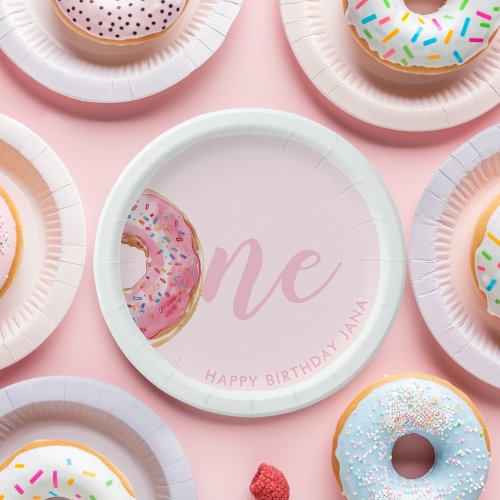  Pink Donut Birthday Paper Plates