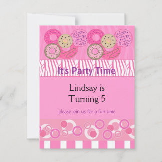 Pink Donut Birthday Party Invitation