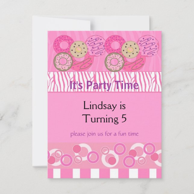 Pink Donut Birthday Party Invitation (Front)