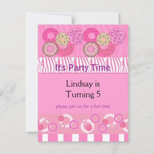 Pink Donut Birthday Party Invitation