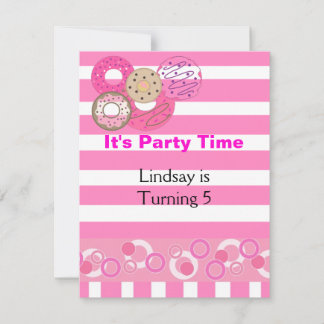 Pink Donut Birthday Party Invitation