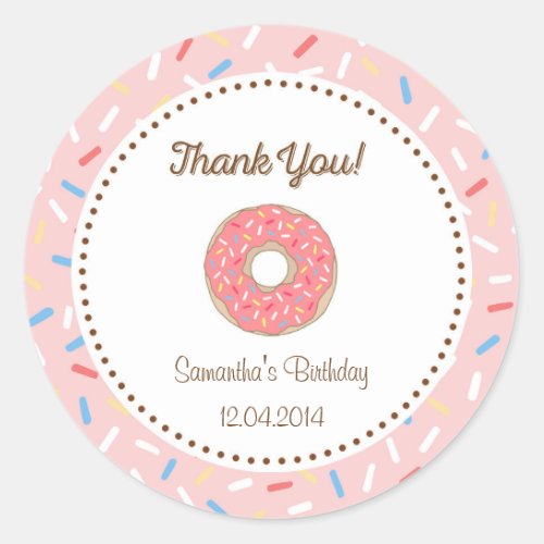 Pink Donut Birthday Sticker
