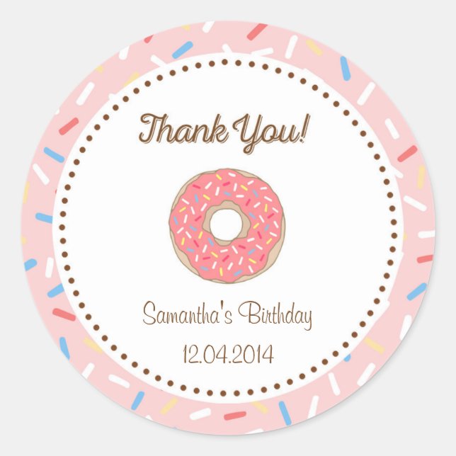 Pink Donut Birthday Sticker (Front)