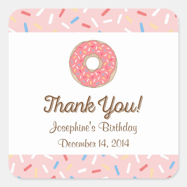 Pink Donut Birthday Stickers (Front)