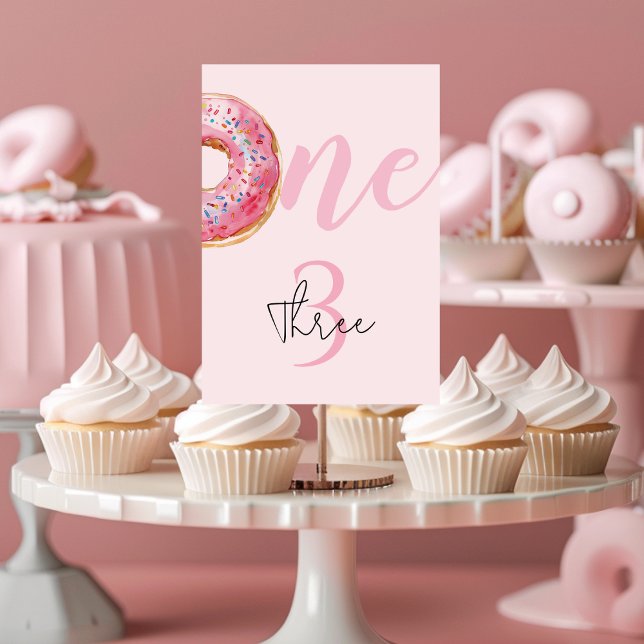  Pink Donut Birthday Table Number (Creator Uploaded)