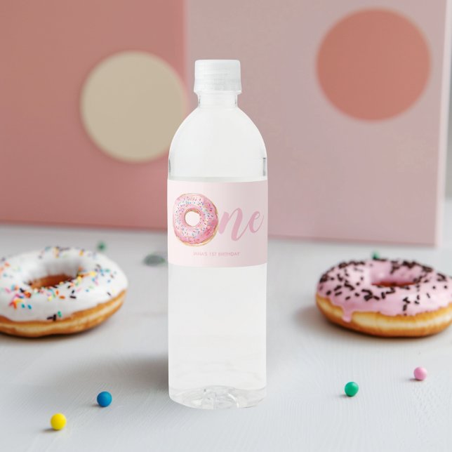  Pink Donut Birthday Water Bottle Label (Creator Uploaded)