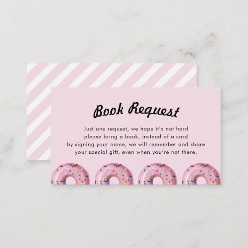 Pink Donut Book Request or Book for Baby Card - Pink Donut Book Request or Book for Baby Card